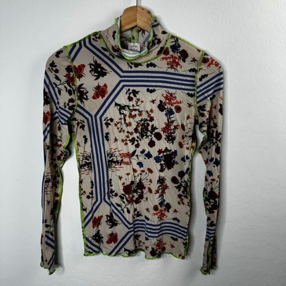 Wilfred Golf Pullover Womens Small Ivory Floral Long sleeve starch high neck
